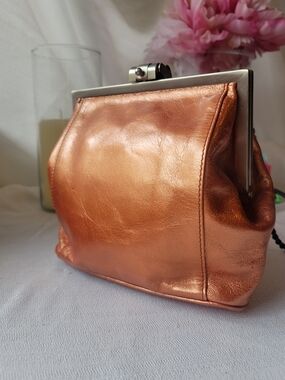 Hobo Metallic Rose Gold Frame Clutch